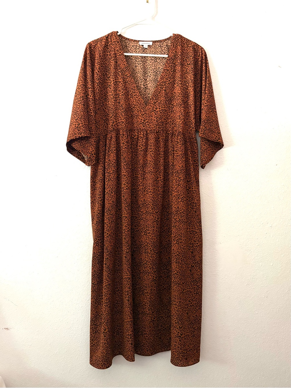mittoshop Rust Leopard V-Neck Maxi Dress